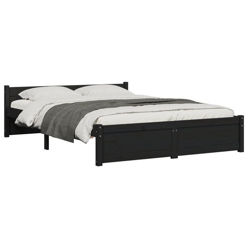 Bed Frame Solid Wood, black, Small Single (2'6')