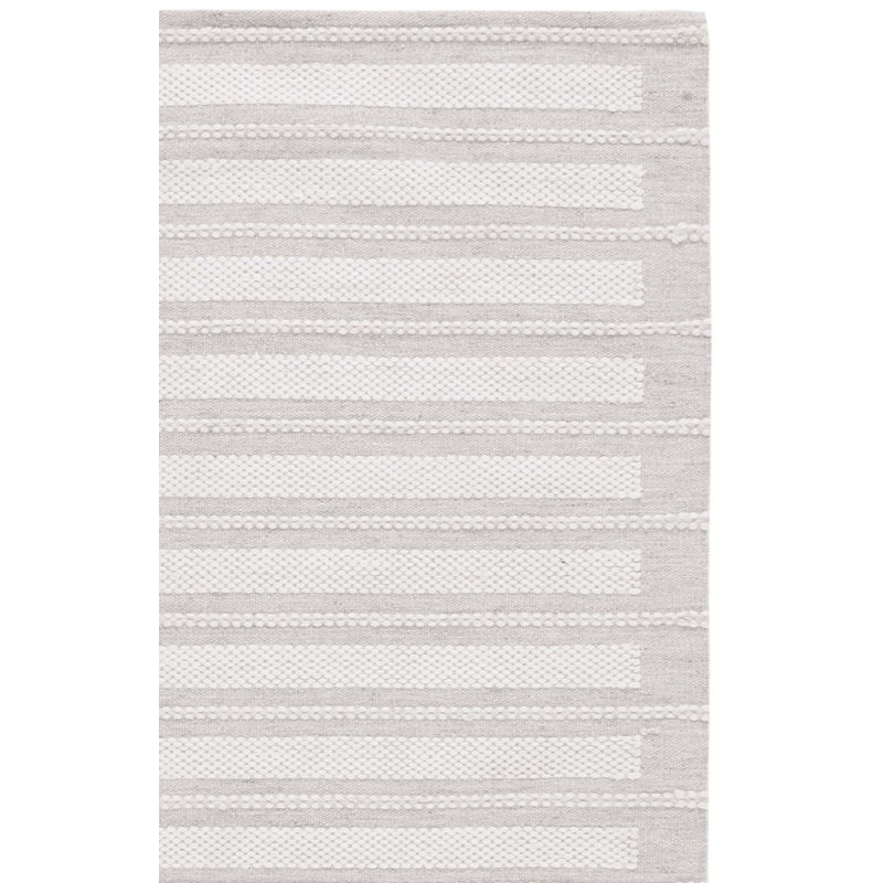 Tarazi rayé fait à la main recyclé P.E.T. Tapis gris / ivoire, Rectangle 6 pi x 9 pi