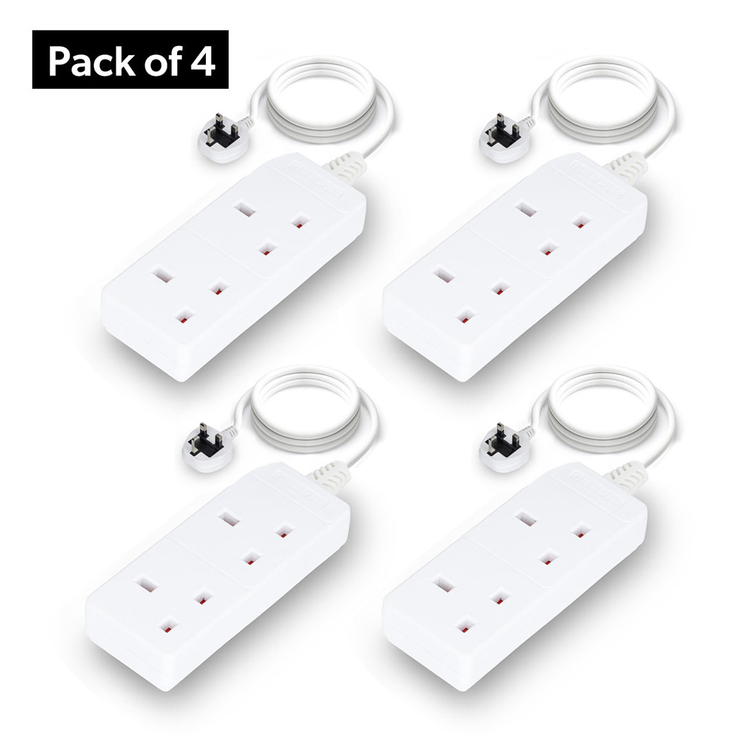 Geepas Unisex White 2 Gang Extension Lead, 2M Cable In - Image 2