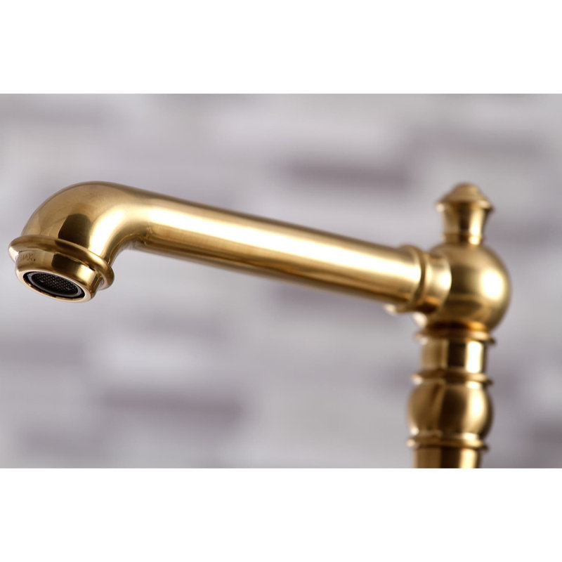 Kingston Brass English Country Two-Handle 4-Hole Deck Mount Bridge Kitchen Faucet with Brass Side Sprayer