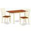 L'ensemble 3 pièces de table et chaises de cuisine contient une table de salle à manger rectangulaire avec rallonge papillon et 2 chaises en bois massif, babeurre et cerise-468628730-510094852-510094855
