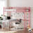 Pink Loft Bed Twin Size With Ladder And Guardrail,Metal Slats Support No Box Spring Needed Small Space Saving Furniture For Bedroom Dorm-867625310-867625308