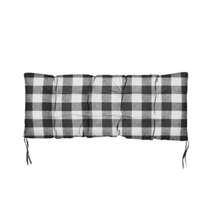 60 x 16 black and white Buffalo plaid Tufted bench cushion, custom sizes,  buffalo check seat cushion, farmhouse cushion