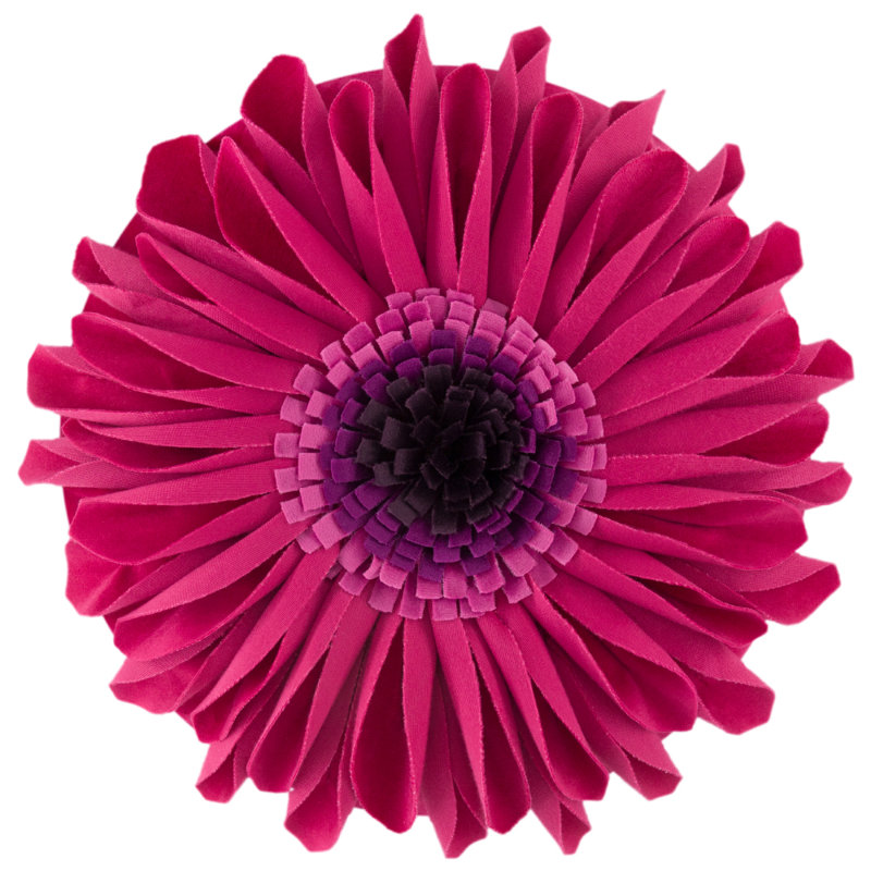  Housse et insert de coussin décoratif en tournesol Appliqued, Carré 14 po, Rose rouge avec centre noir - velours