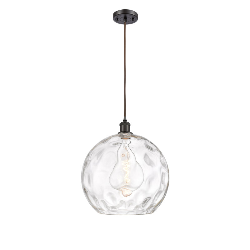 Luminaire suspendu sphère 1 lumière Roxane, Ampoule non incluse, H 16,88 po x l 13,75 po x P 13,75 po, Bronze huilé
