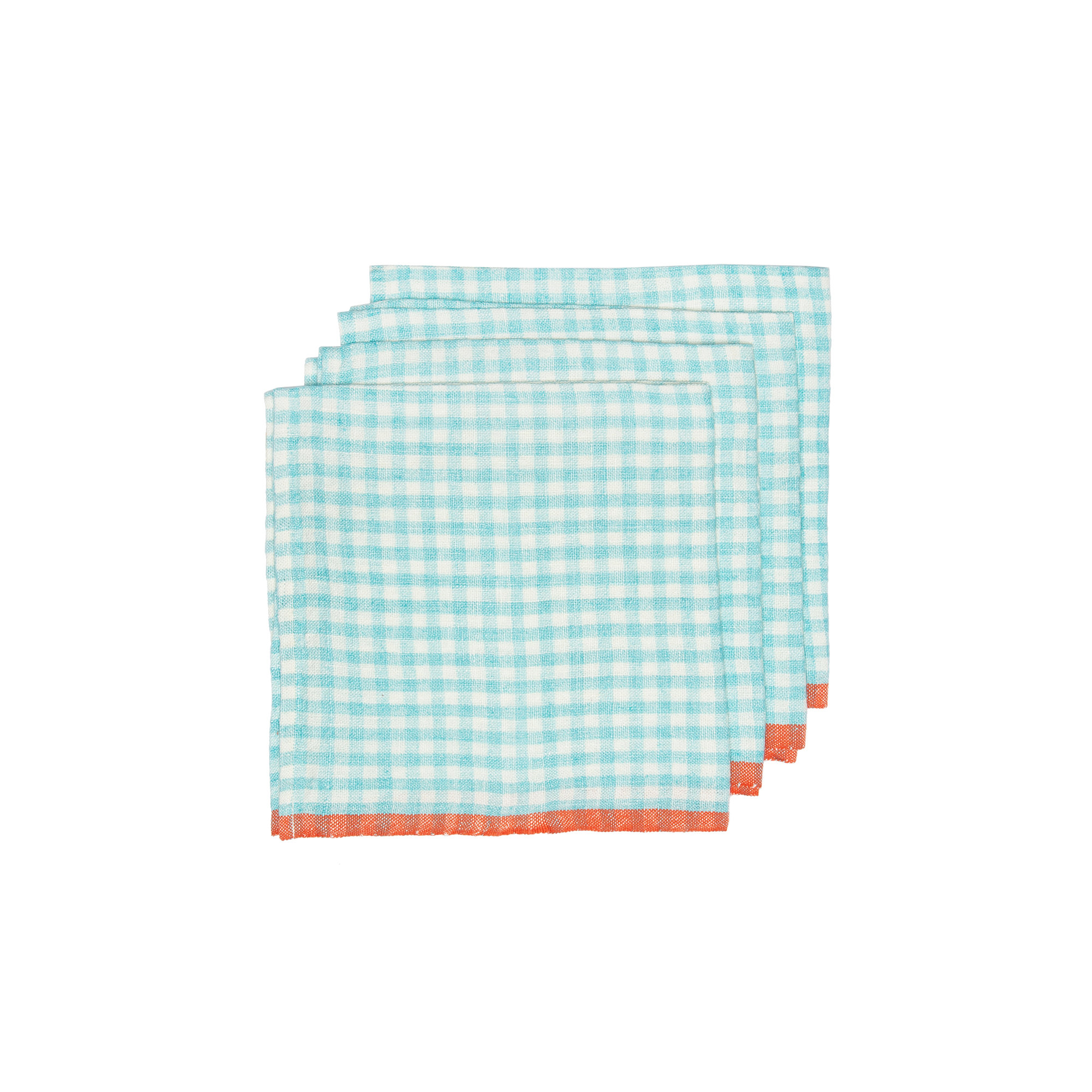 Blockton 20" Linen Napkin, Aqua/Orange