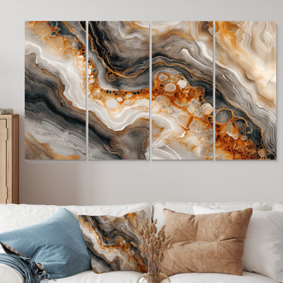Ensemble de 4 décorations murales en dalle gris gris agate - marbre