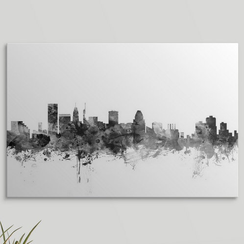 «Baltimore Maryland Skyline» par Francy, impression, H 32 po x l 48 po x P 1,5 po, Toile