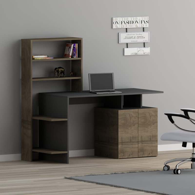 Nase Computer Desk, Walnut/Anthracite