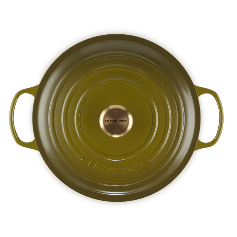 Le Creuset Signature Enameled Cast Iron Round Dutch Oven with Lid, Olive, 5.5 quarts