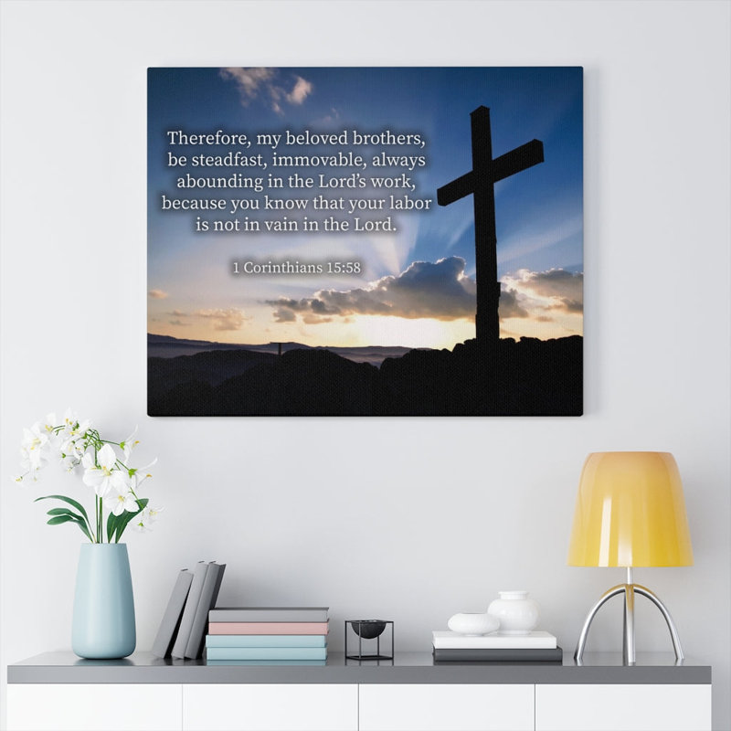 «The Work 1 Corinthians 15: 58», art mural chrétien, verset biblique, prêt à être accroché, H 12 po x l 16 po