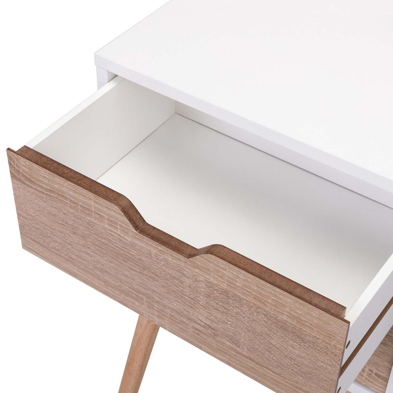 Table de chevet avec 2 tiroirs, tables de chevet avec pieds et rangement en bois massif, table de bout, table d'appoint, 2 pièces