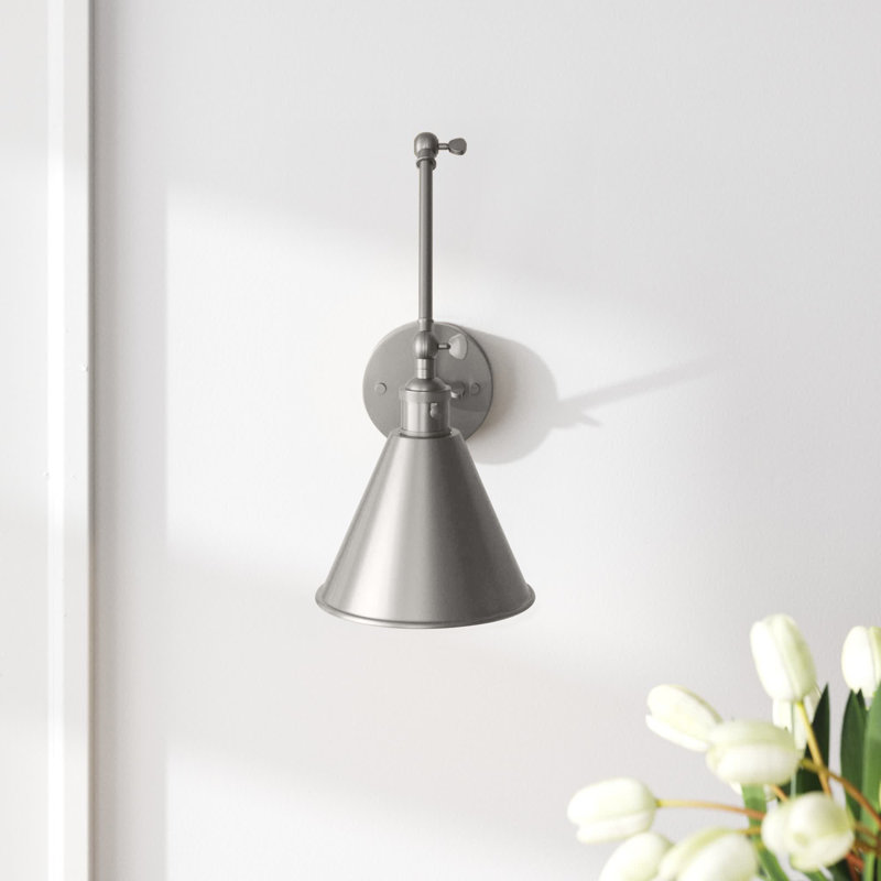 Barthel Steel Armed Sconce, No, Brushed Nickel