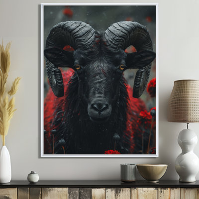 Black Red Astrology Rams Radiance Aries - Astronomy Aries Wall Art Print