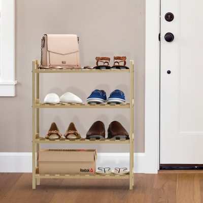 12 Pair Solid Wood Shoe Rack
