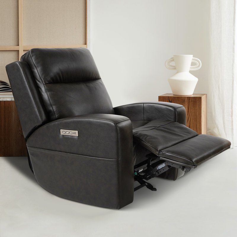 Fauteuil inclinable en cuir triple avec zéro gravité et soutien lombaire, Cuir véritable gris anthracite