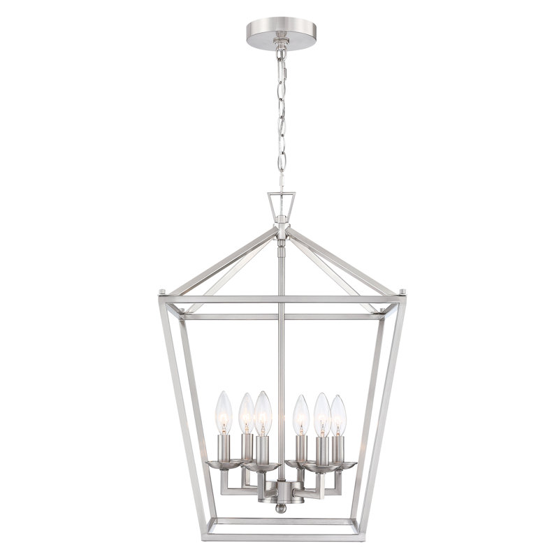Lustre géométrique à 6 lumières Gurjit, Nickel brossé