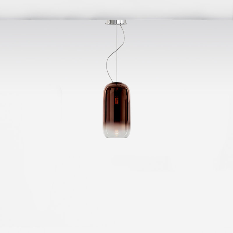 Gople Mini Copper LED Handblown Glass Pendant Light