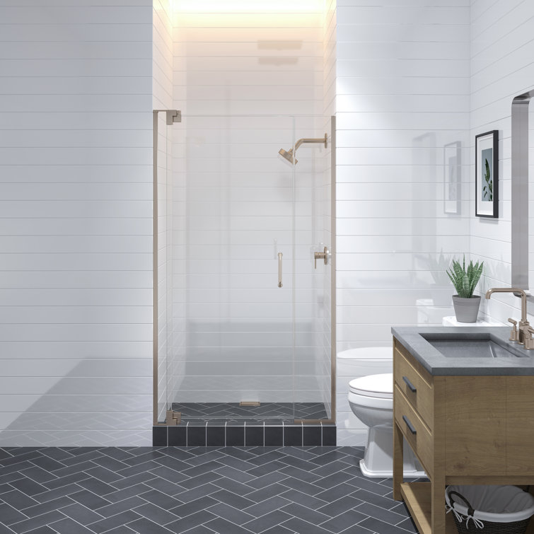  Flex X Duo 42 - 45 x 72" Frameless Pivot Shower Door 3/8" and 5/16" Flex X Clear Tempered Glass
