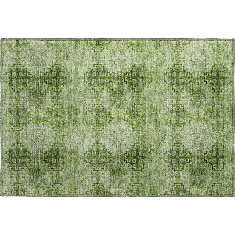 Tapis olive Cerrito AMF557 lavable à la machine de qualité supérieure