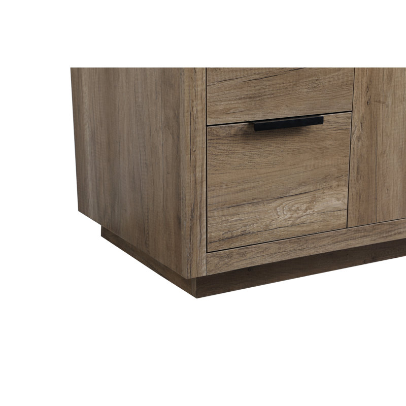 Broadlands 54'' Single Bathroom Vanity with Engineered Marble Top, Natural Oak