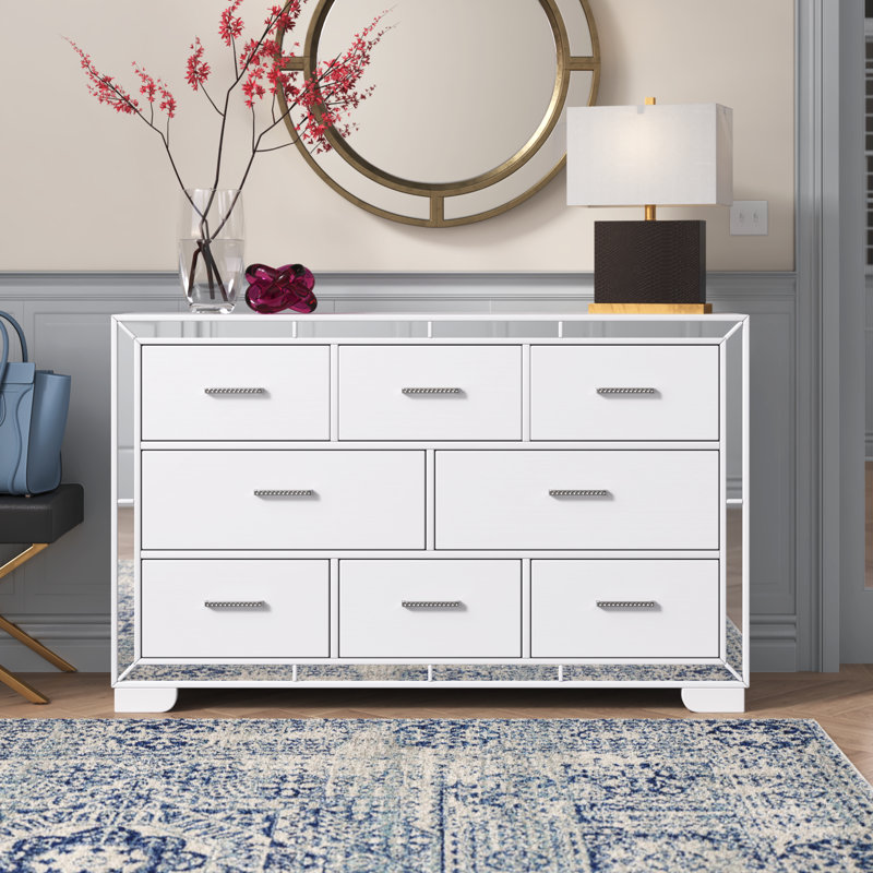Commode double 6 tiroirs Shaftesbury, Blanc
