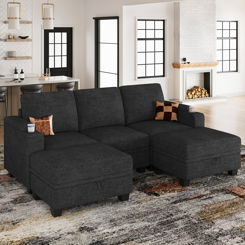Canapé de rangement Clearance-Chenille, Gris foncé