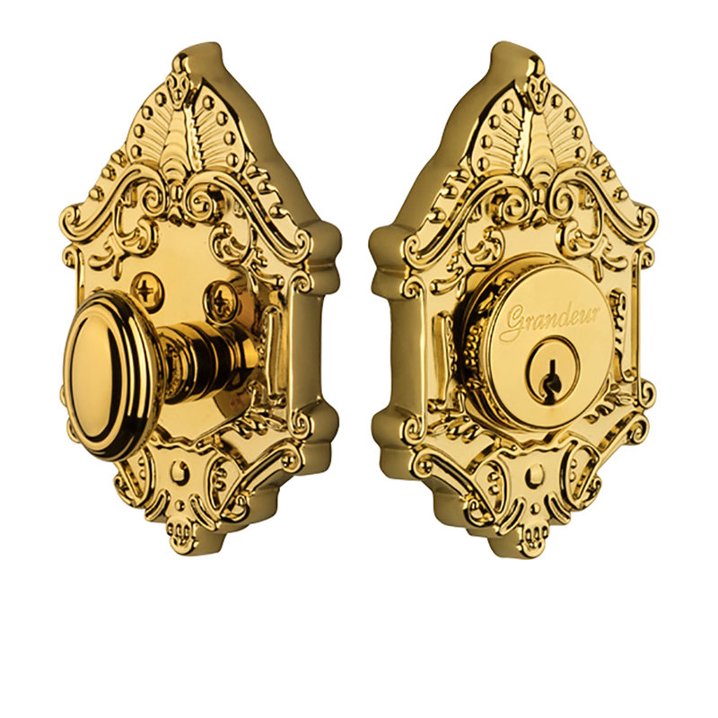 Grande Victorian Single Cylinder Deadbolt, Lifetime Brass, 2.75"