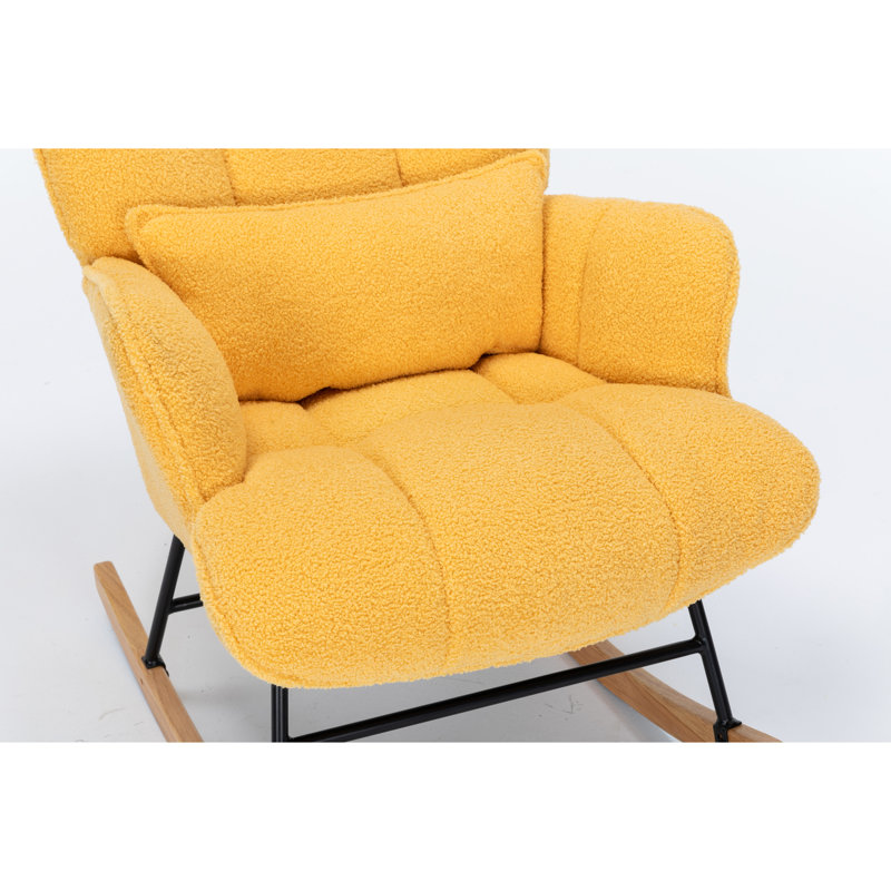 Fauteuil à bascule ergonomique, revêtement en velours jaune pour fauteuil confortable, fabrication à long terme