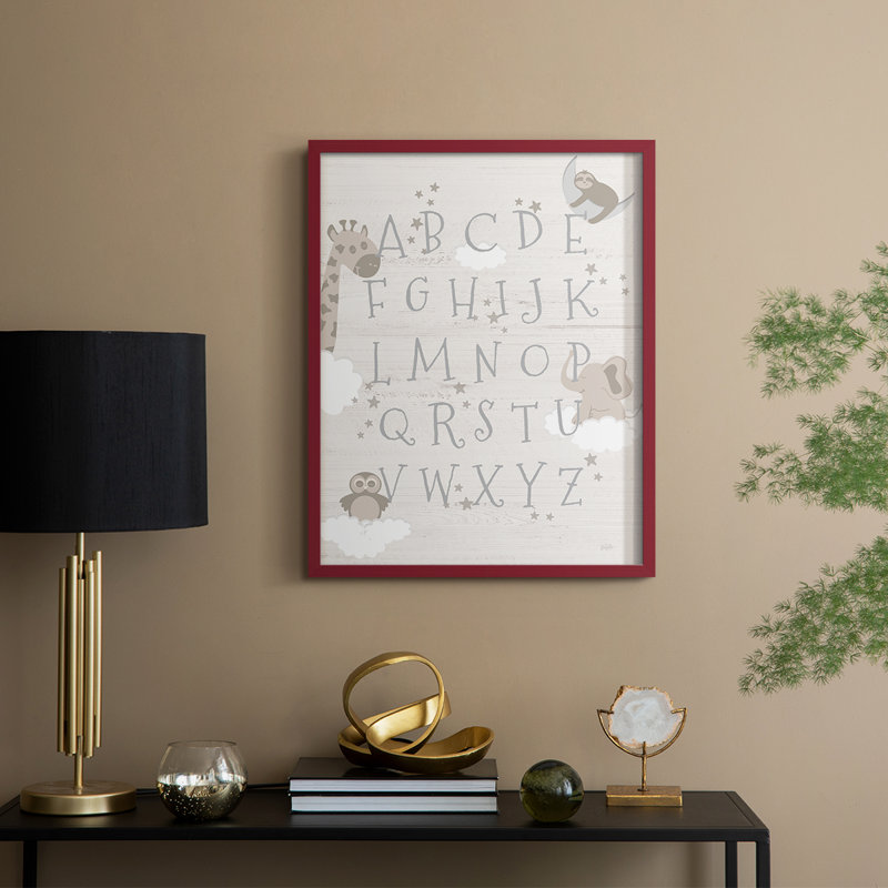 Dream Dream Alphabet, reproduction encadrée - bois massif, H 11 po x l 9 po, Rouge