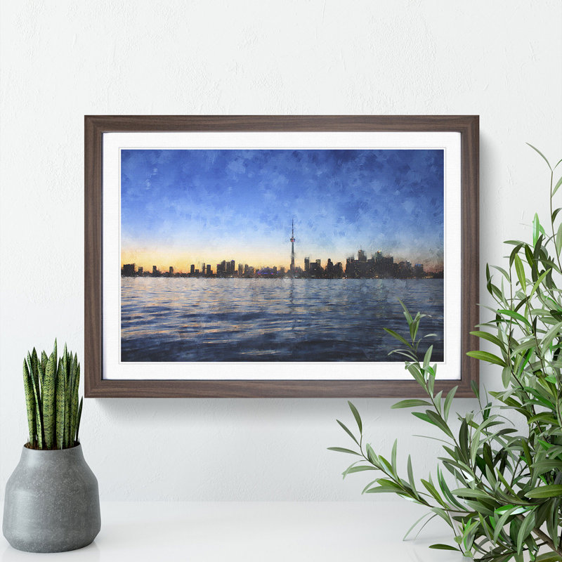 Toronto Skyline - Picture Frame Graphic Art, Walnut, 36cm H x 48cm W x 2cm D