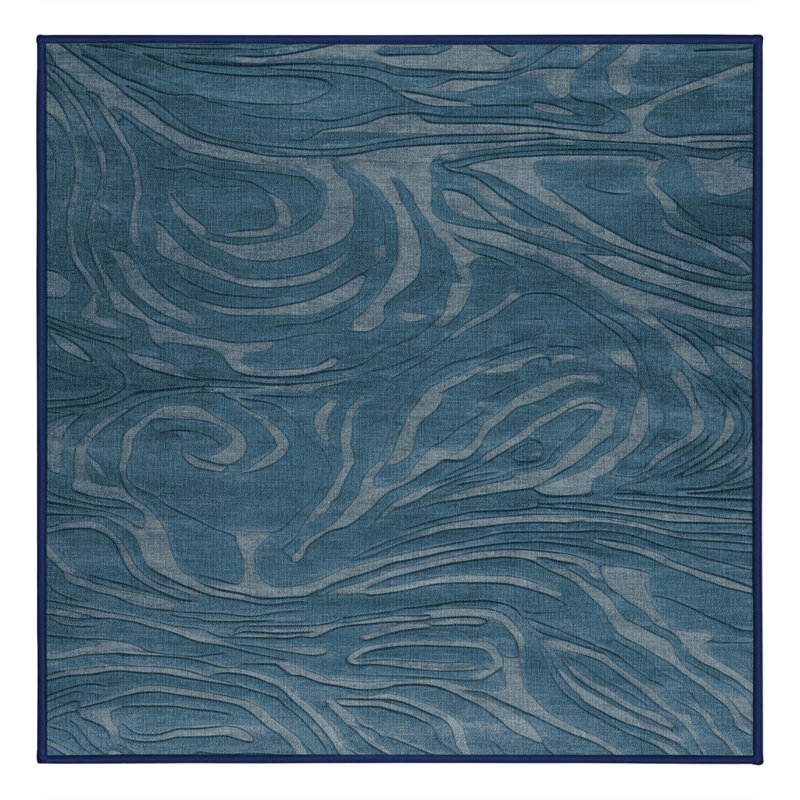 Tapis abstrait gris lavable à la machine, Carré 7 pi