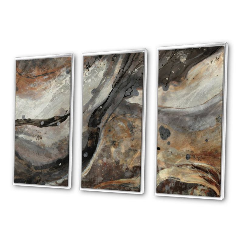 «Morning Effervescence II», ensemble d'art mural sur toile abstraite, H 28 po x l 36 po x P 1 po, Toile avec cadre blanc