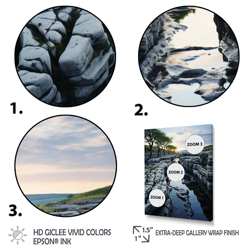 «Ireland The Burren Clif I», impression sur toile, H 32 po x l 16 po x P 1 po, Cadre flottant blanc