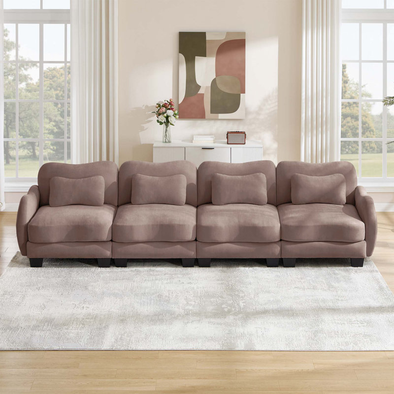 Canapé surdimensionné en chenille 4 places avec design ergonomique incurvé et coussins de taille