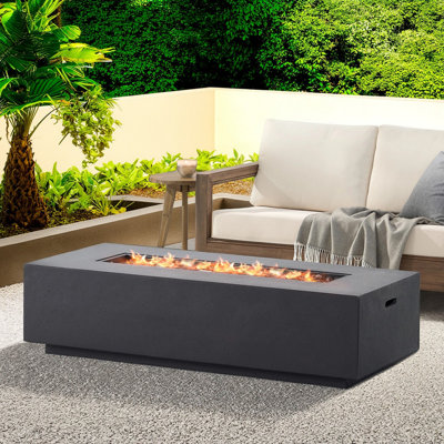 Foyer de table rectangulaire au propane gris foncé 50 000 BTU avec porte-réservoir