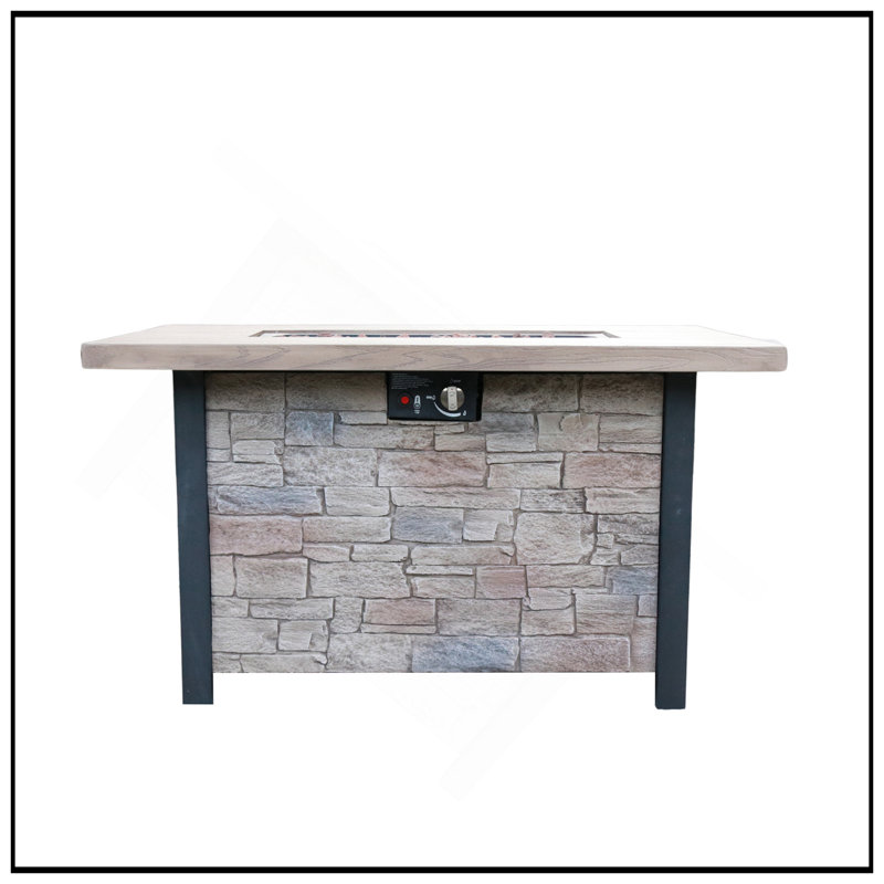 Table de foyer d'extérieur au gaz propane de 44 po x H 25 po - processus de sculpture résistant aux hautes températures de 50 000 BTU pour des matériaux écologiques avec l'effet de la pierre de culture