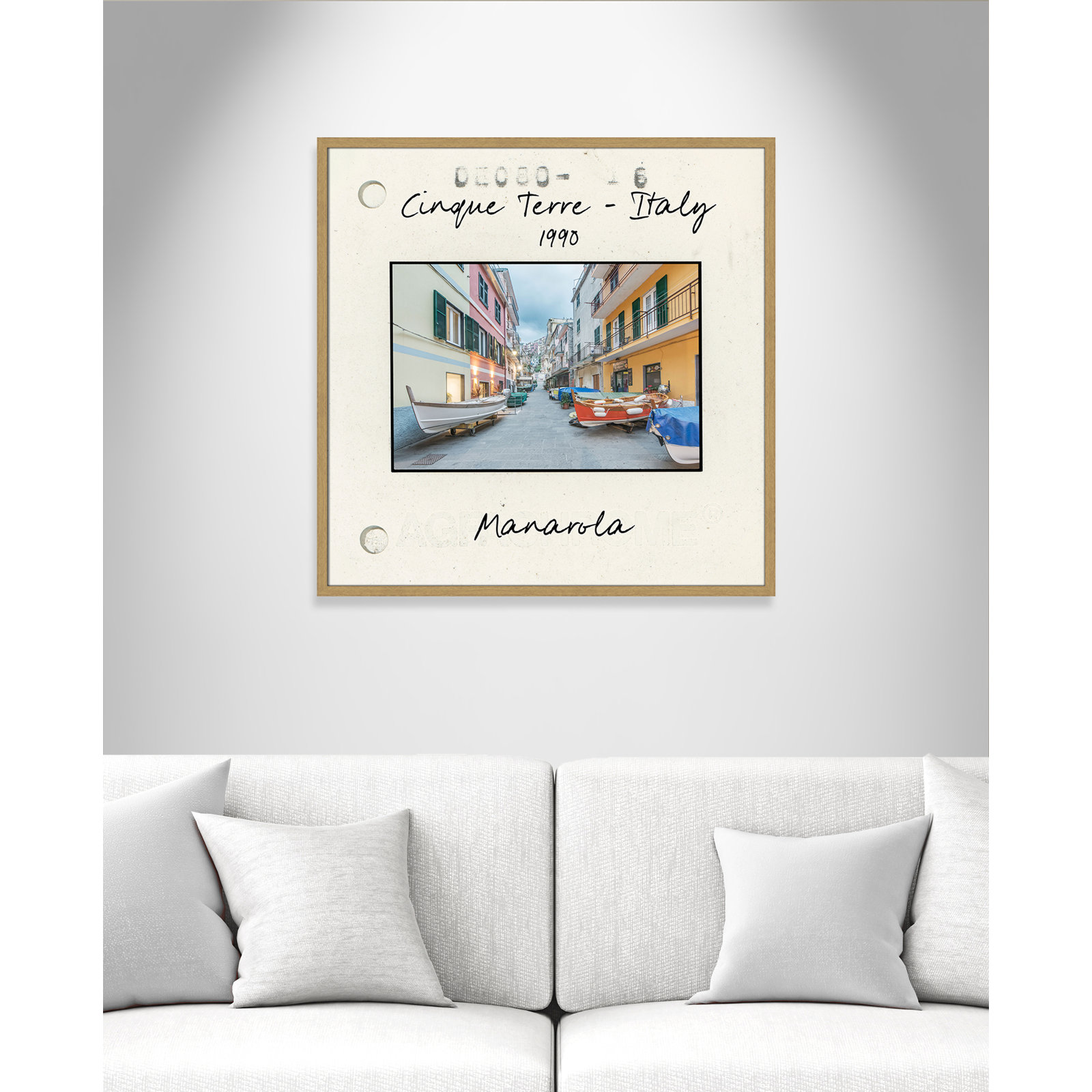 Cinque Terre, Italy - Manarola Print by Danita Delmont, 32" H x 32" W x 0.75" D, Natural Single Picture Framed Paper
