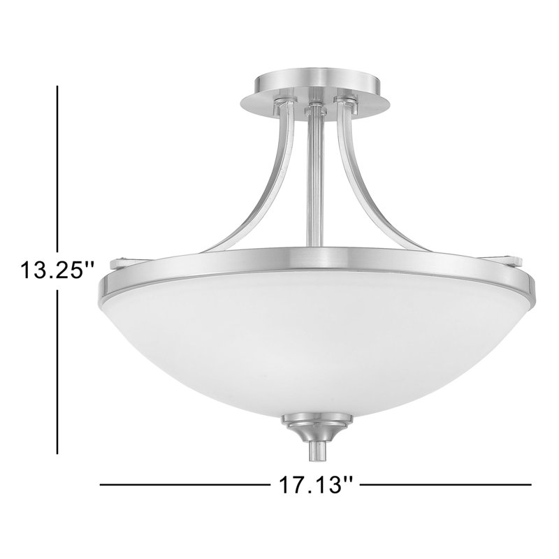 Beegle Glass Semi Flush Mount, Brushed Nickel