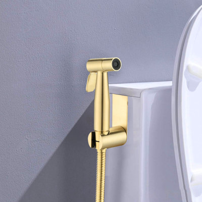 Handheld Bidet In Brushed Gold - Efficient Toilet Hygiene Solution, Rust For Long-Term Use And Easy Cleaning Metal Handheld, Hygienic Device With Adjustable Spray Settings Better Experience