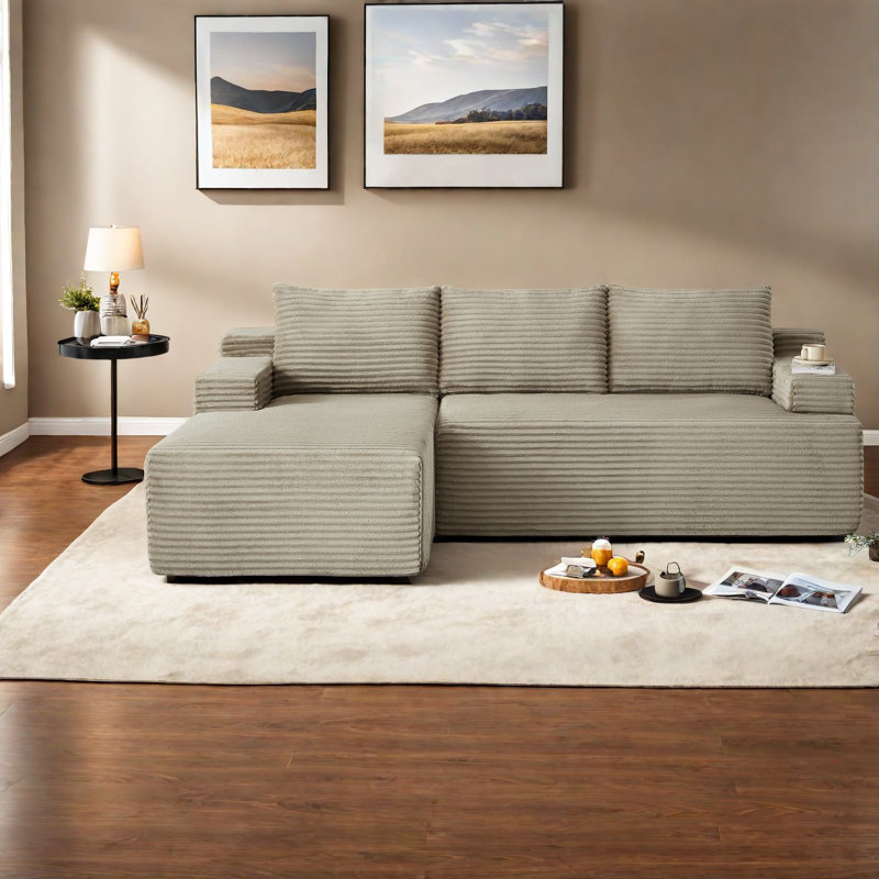Canapé modulaire moelleux en velours côtelé, sans assemblage, style moderne pour la maison