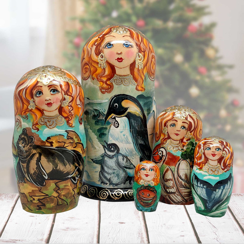 5 Piece Penguins Matreshka Nesting Dolls Set