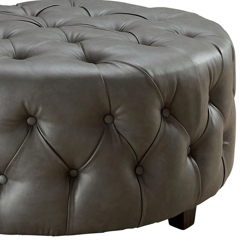 Repose-pieds de cocktail rond 35,875 po Vester, Mélange de lin gris