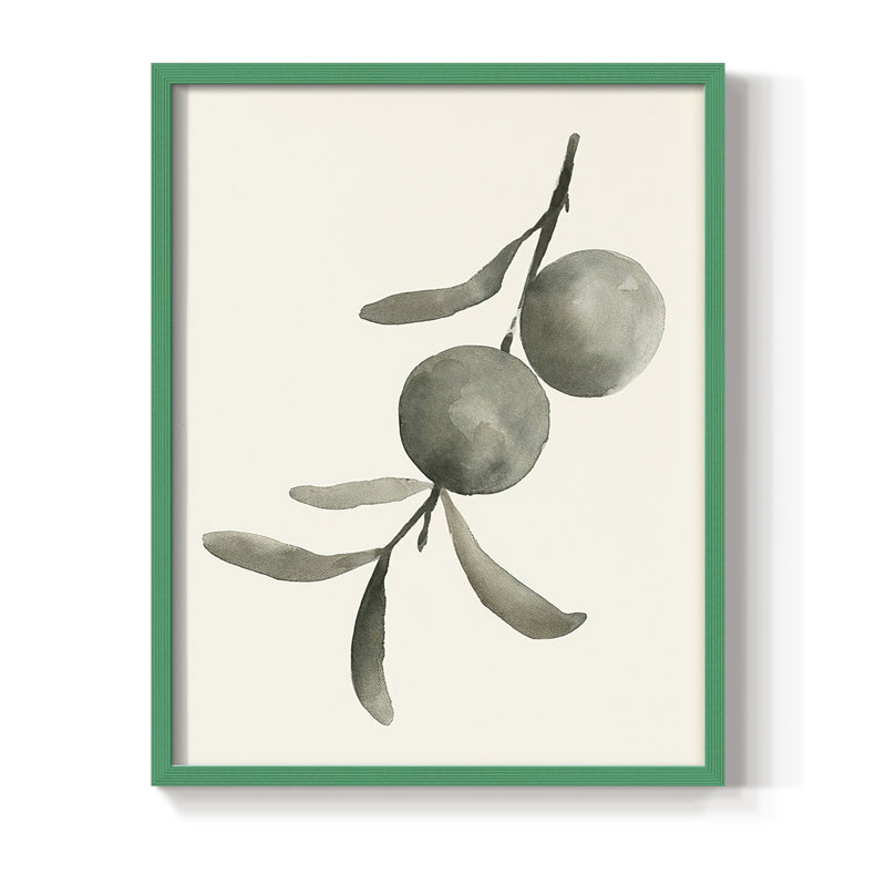 Twilight Oranges IV Framed Print - Solid Wood, 10" H x 8" W, Green