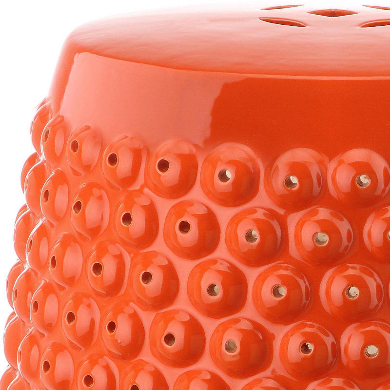 Stella Nail Head Garden Stool , Orange
