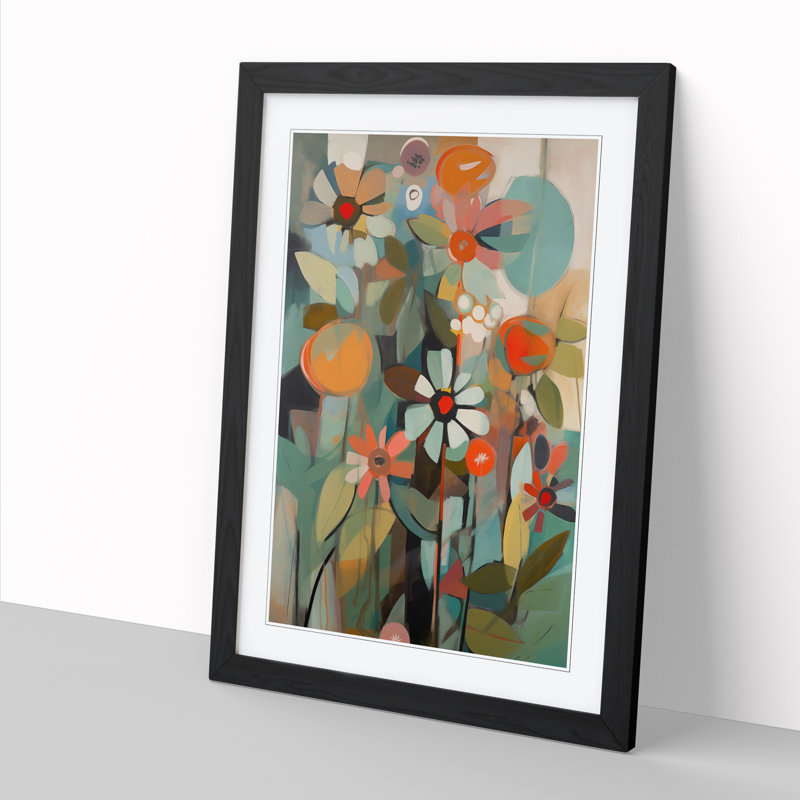 Retro Flowers Vol.9 - Single Picture Frame Print, 34cm H x 25cm W x 2cm D, Black