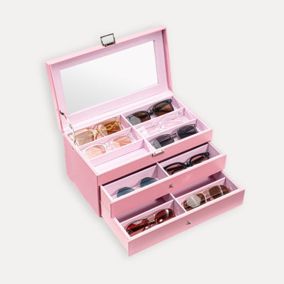 3-Layer Sunglasses Storage Organizer -Pink