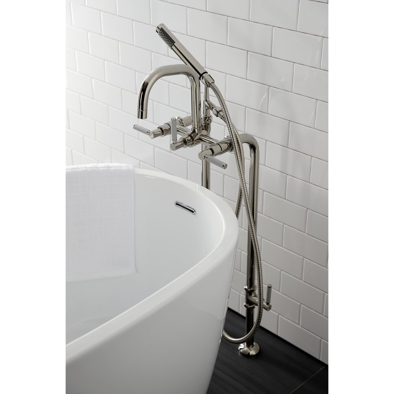 Kingston Brass Concord Freestanding Tub Faucet with Supply Line and Stop Valve, Polished Nickel