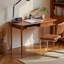 Simple Rectangular Medium Cherry Wood Writing Desk-674509332