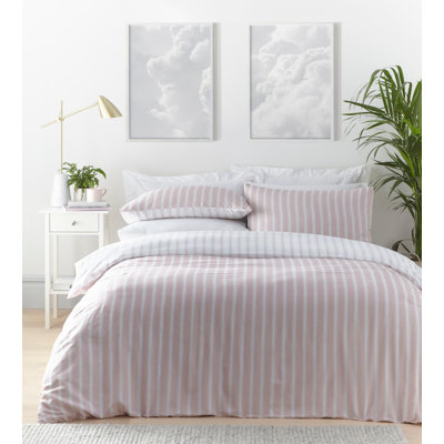 Polyester Striped Duvet Cover Set with Pillowcases